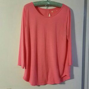 XERSION Womans Peach Long Sleeve Top Split Back 21” Chest EUC *JUST REDUCED!*